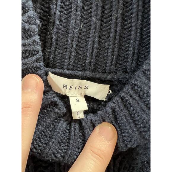 Reiss Womens Sweater Dress Size S Navy Cable Knit Minimalist Sophisticated FLAW - Picture 3 of 8